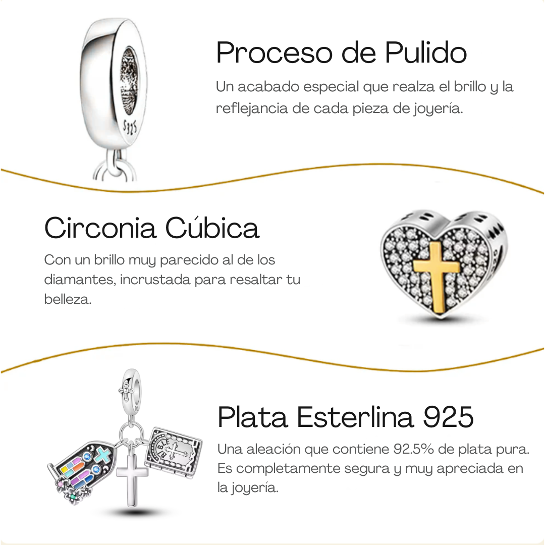 Pulsera con charms religiosos