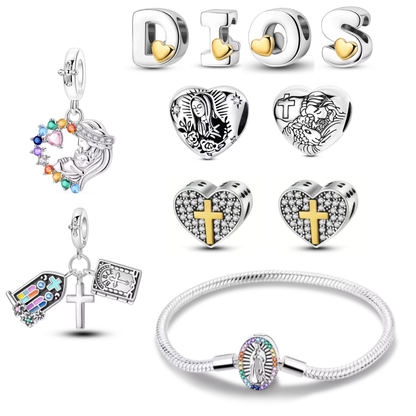 Pulsera con charms religiosos